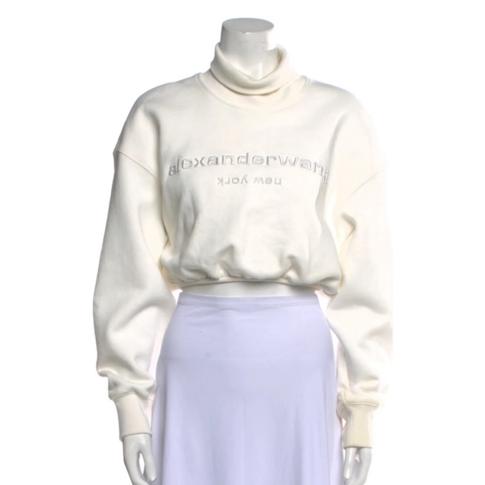 Alexander Wang White Turtleneck Cropped Sweatshirt - Picture 2 of 9